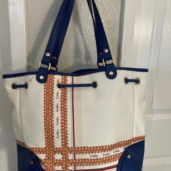 Carlorino Blue and White Women's Tote Bag - Picture 5 of 8